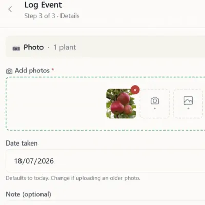 Notes & Photos - Add notes and photos to any plant, capture what you'll want to remember
